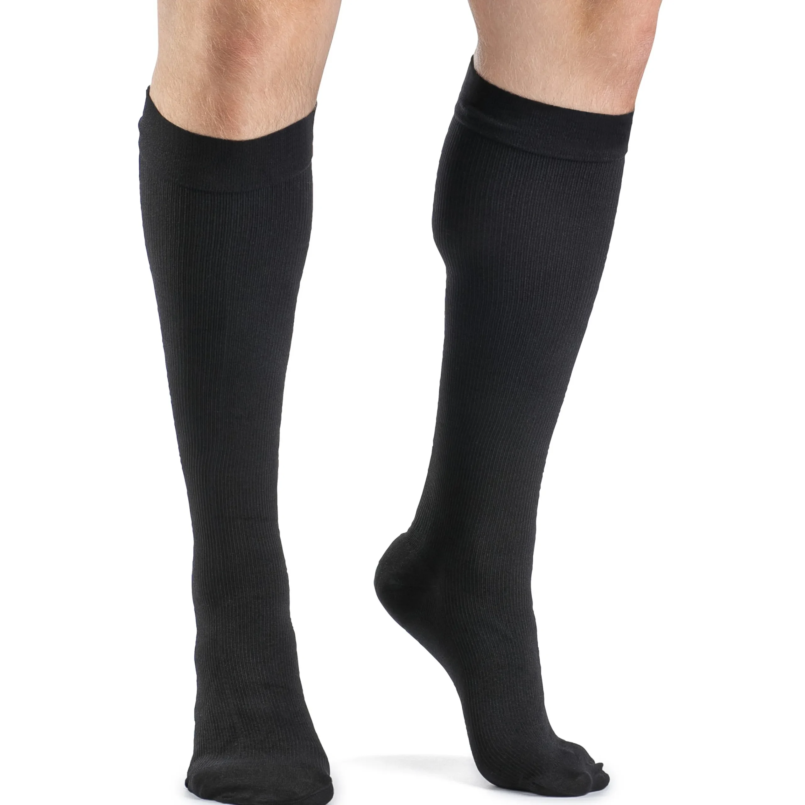 Dynaven Opaque Ribbed Men's Knee High 30-40 mmHg w/ Silicone Top