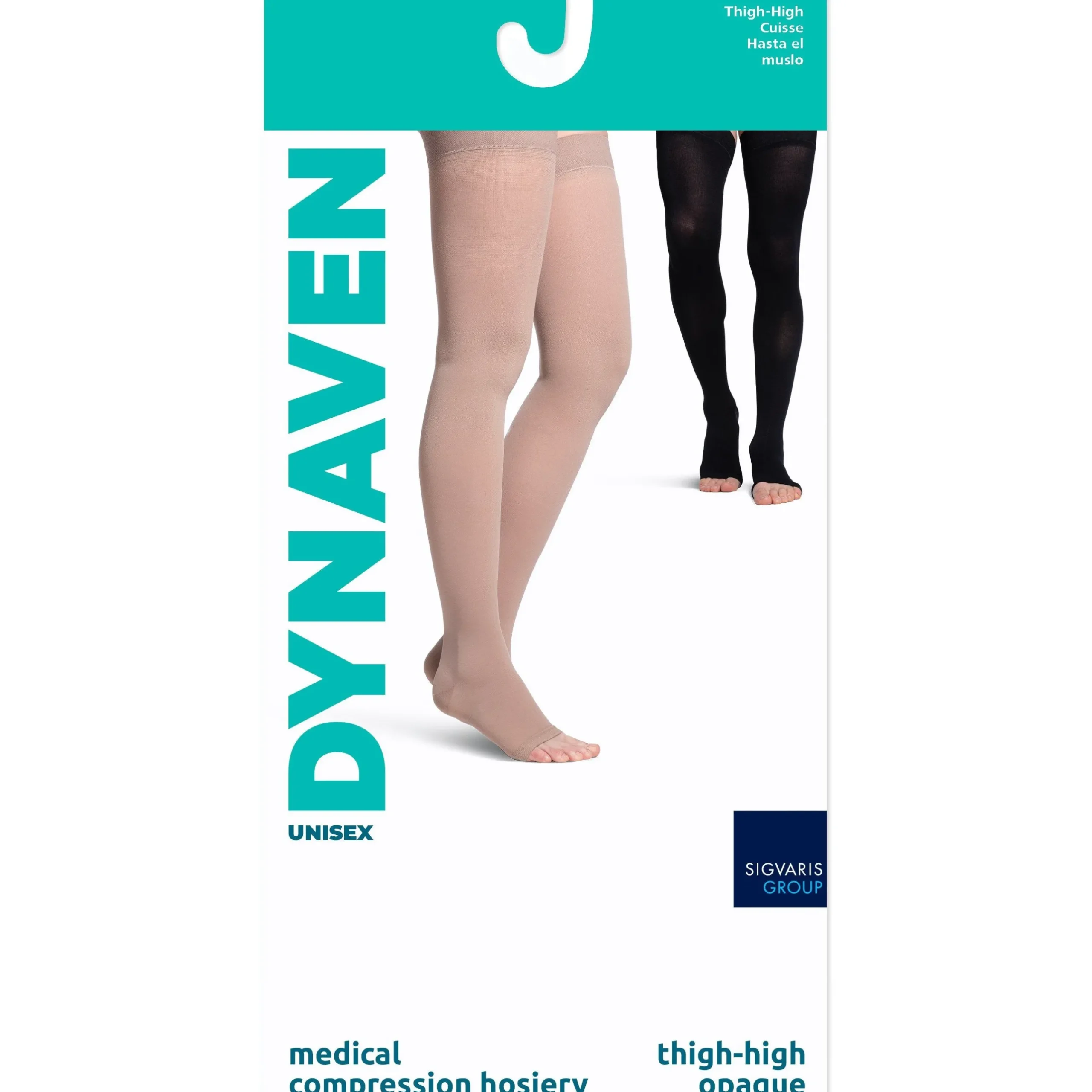 Dynaven Opaque Thigh High 15-20 mmHg, Open Toe