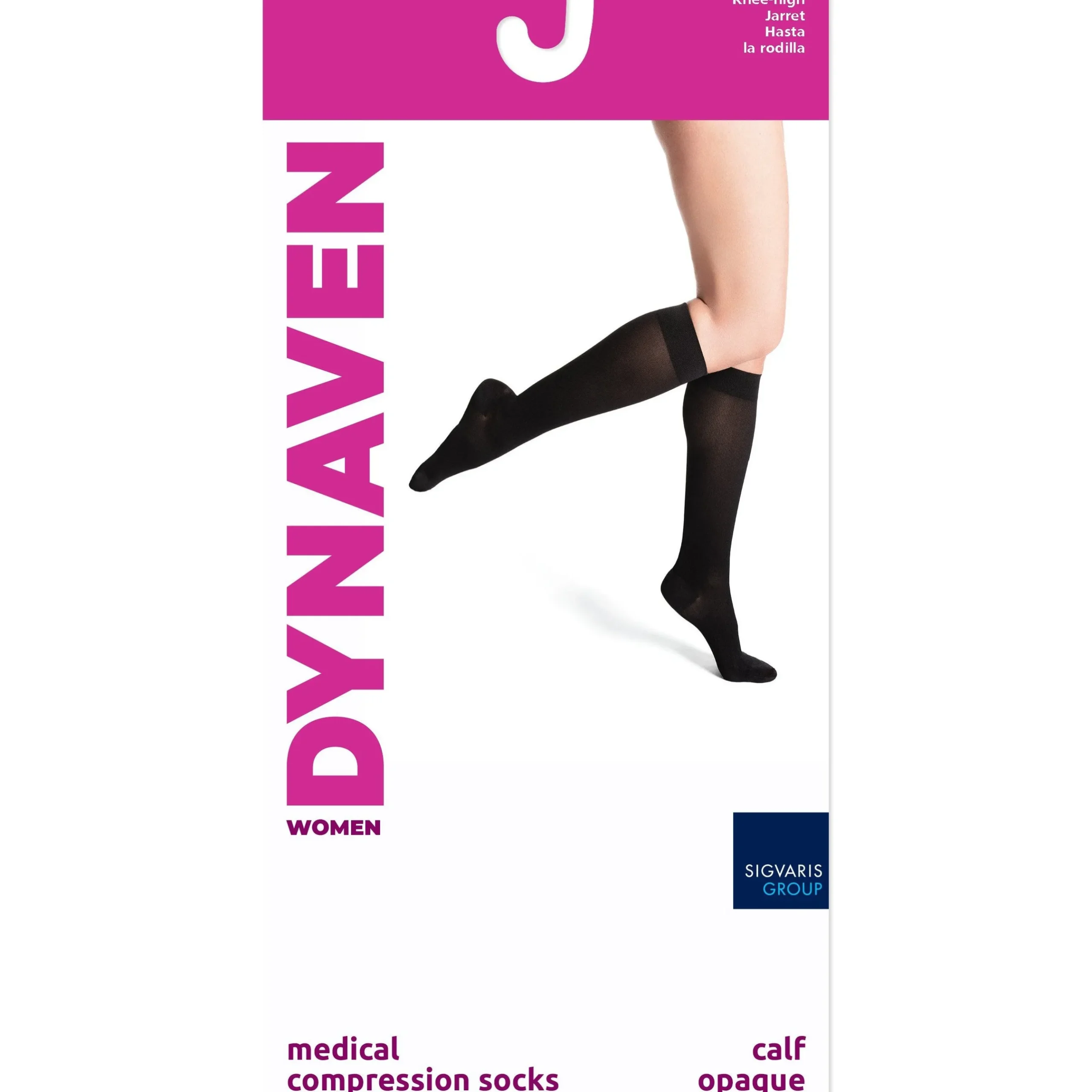 Dynaven Opaque Women's Knee High 20-30 mmHg w/ Silicone Top