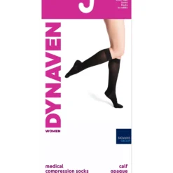 Dynaven Opaque Women's Knee High 15-20 mmHg w/ Silicone Top
