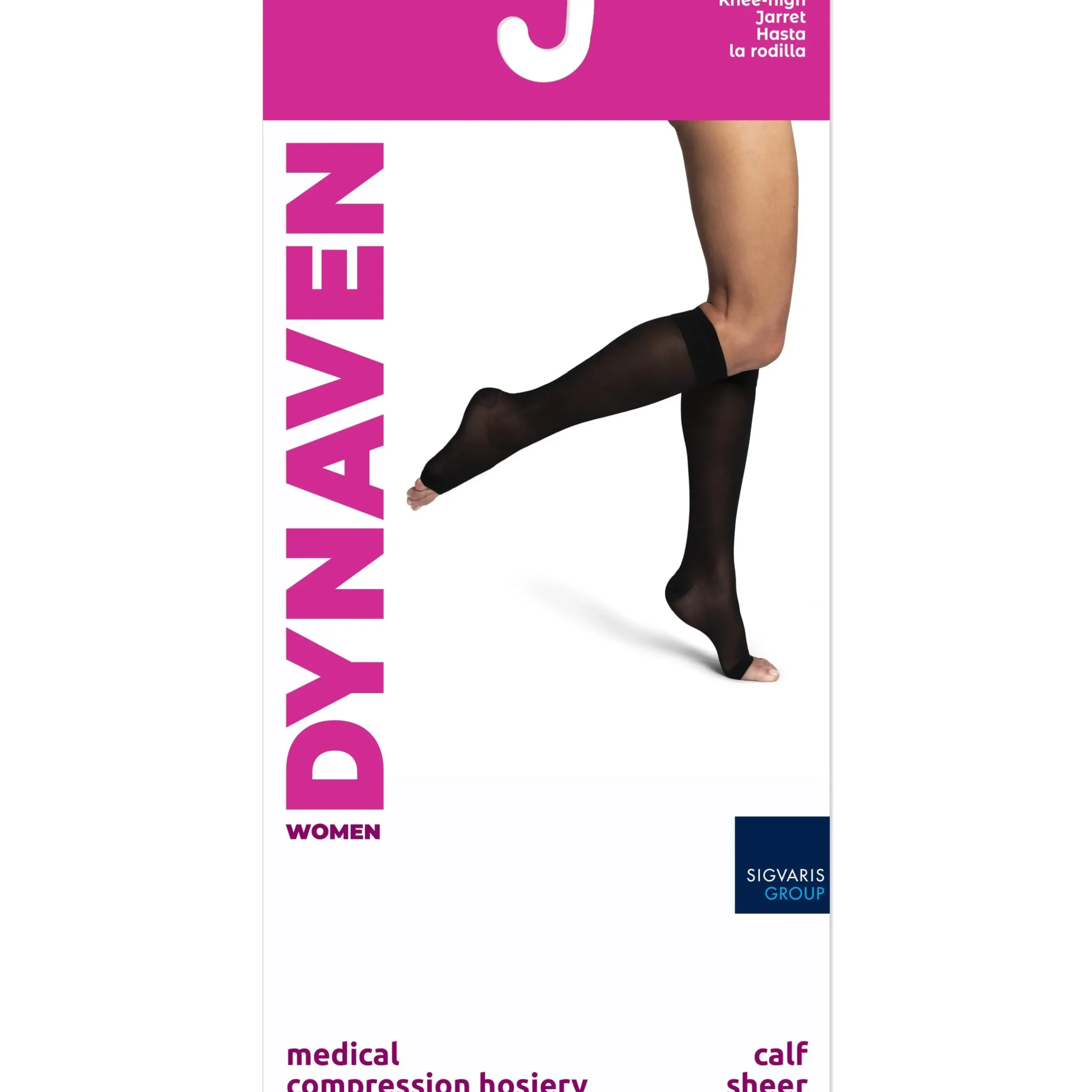 Dynaven Sheer Women's Knee High 20-30 mmHg, Open Toe