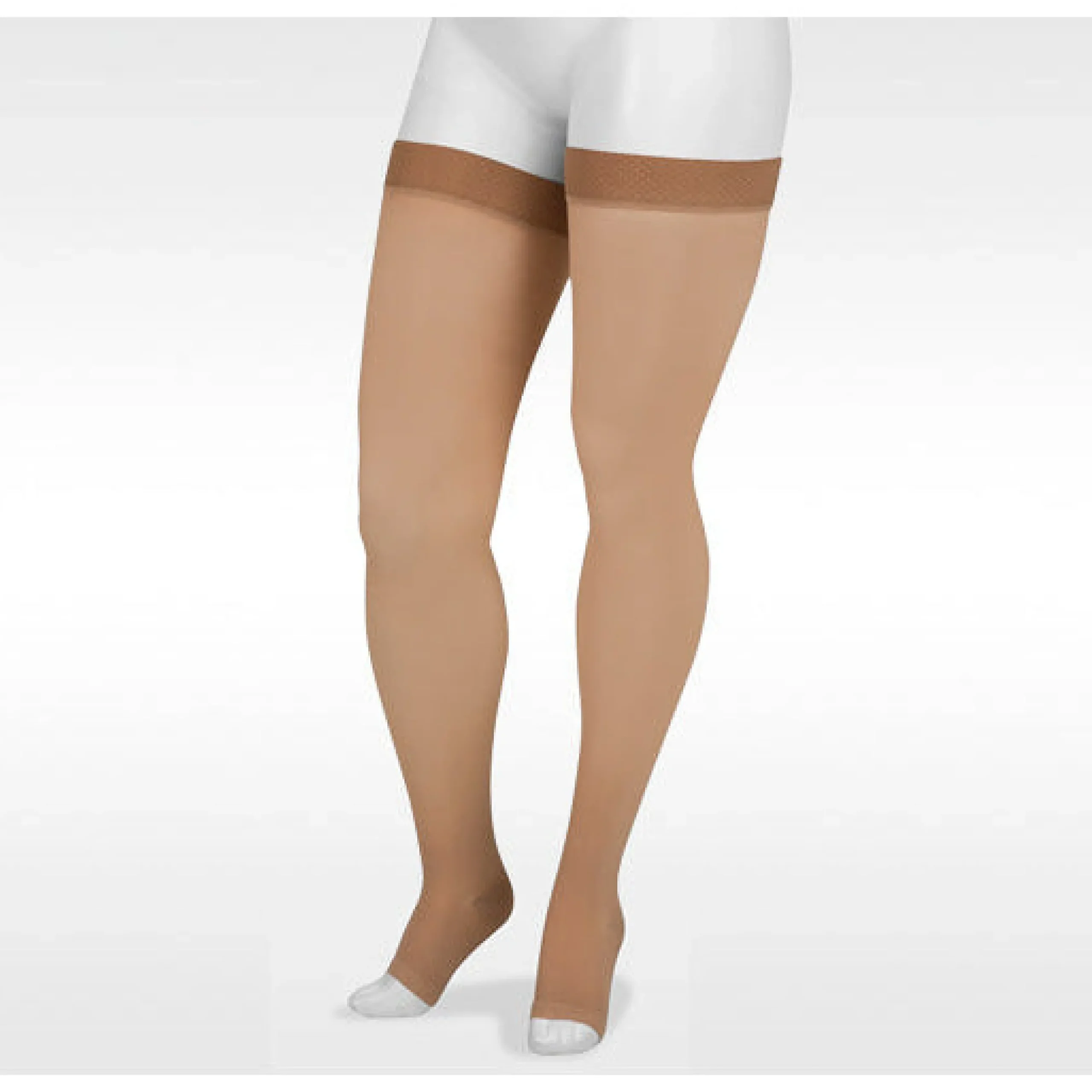 Juzo Basic Thigh High 15-20 mmHg w/ Silicone Top Band, Open Toe