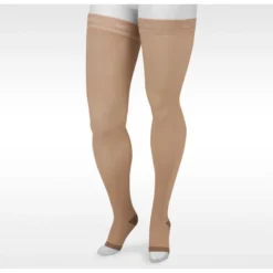 Juzo Soft Silver Thigh High 20-30 mmHg w/ Silicone Band, Open Toe