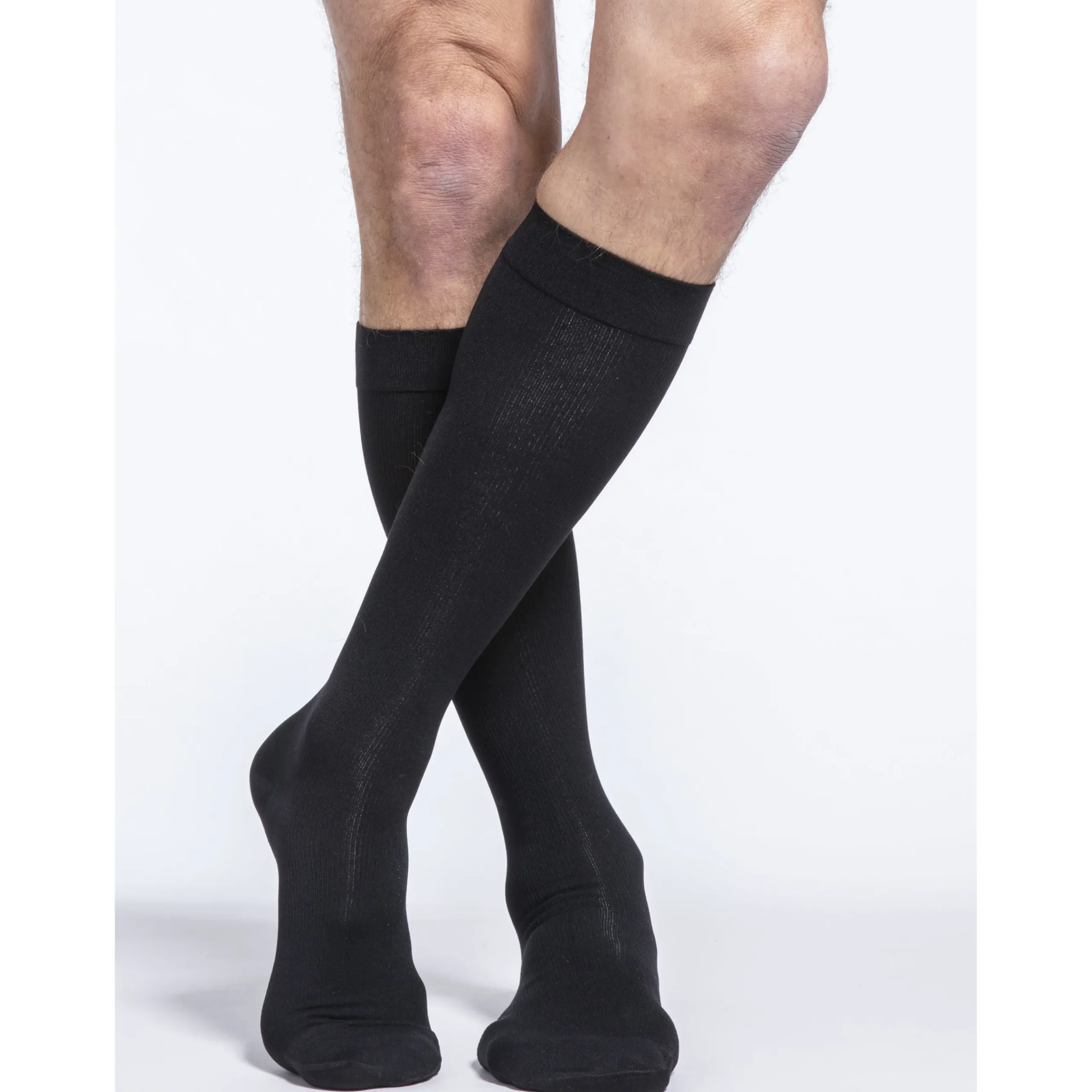Sigvaris Cotton Men's Knee High 20-30 mmHg w/ Silicone Band Grip Top