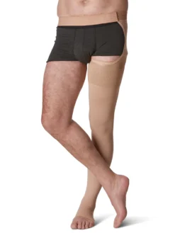 Sigvaris Natural Rubber Thigh High 40-50 mmHg, Open Toe w/ Waist Attachment