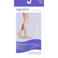 Sigvaris Natural Rubber Thigh High 50-60 mmHg, Open Toe